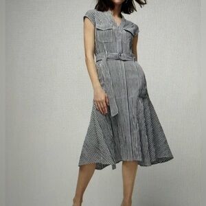 WHBM Searsucker Utility Midi Dress